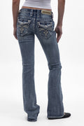 Xeline Low-Rise Bootcut Jeans in Medium Blue