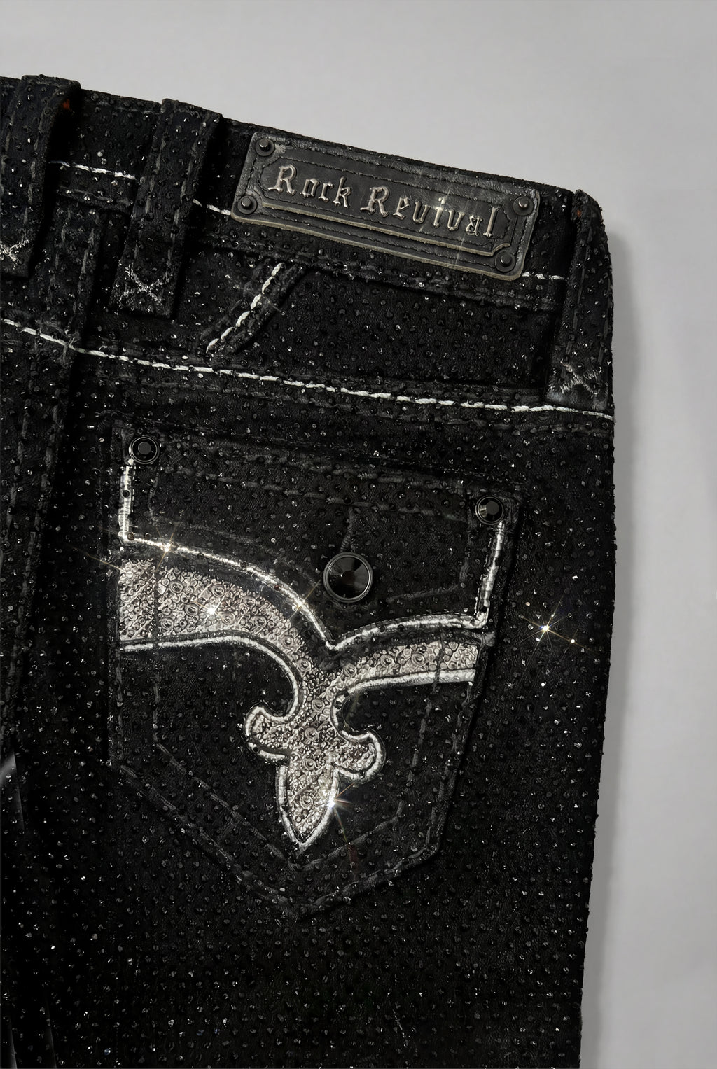 Yui Rhinestone All-over Bootcut Jeans (Rhinestone+INV) - Rock Revival®