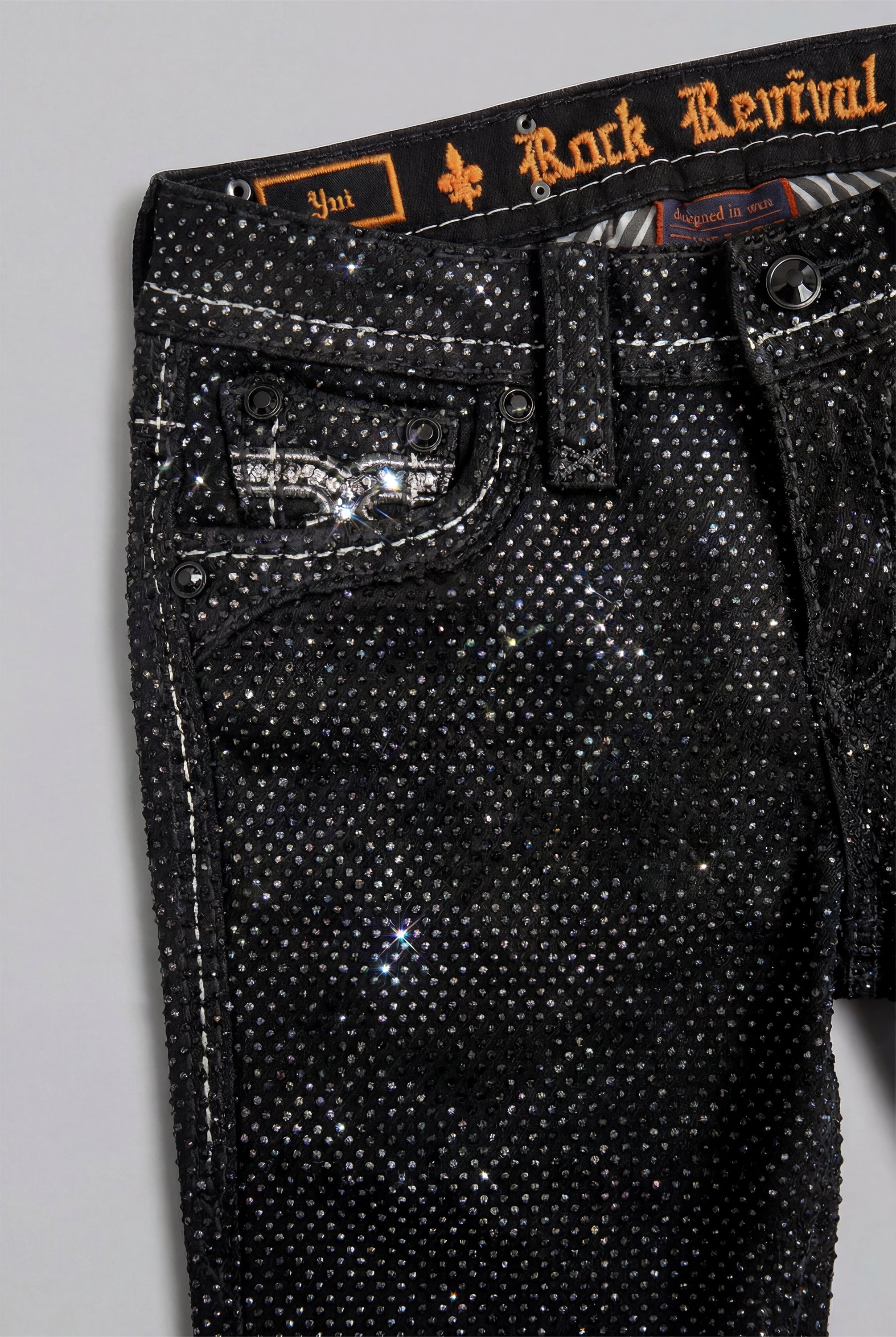 Yui Rhinestone All-over Bootcut Jeans (Rhinestone+INV) - Rock Revival®