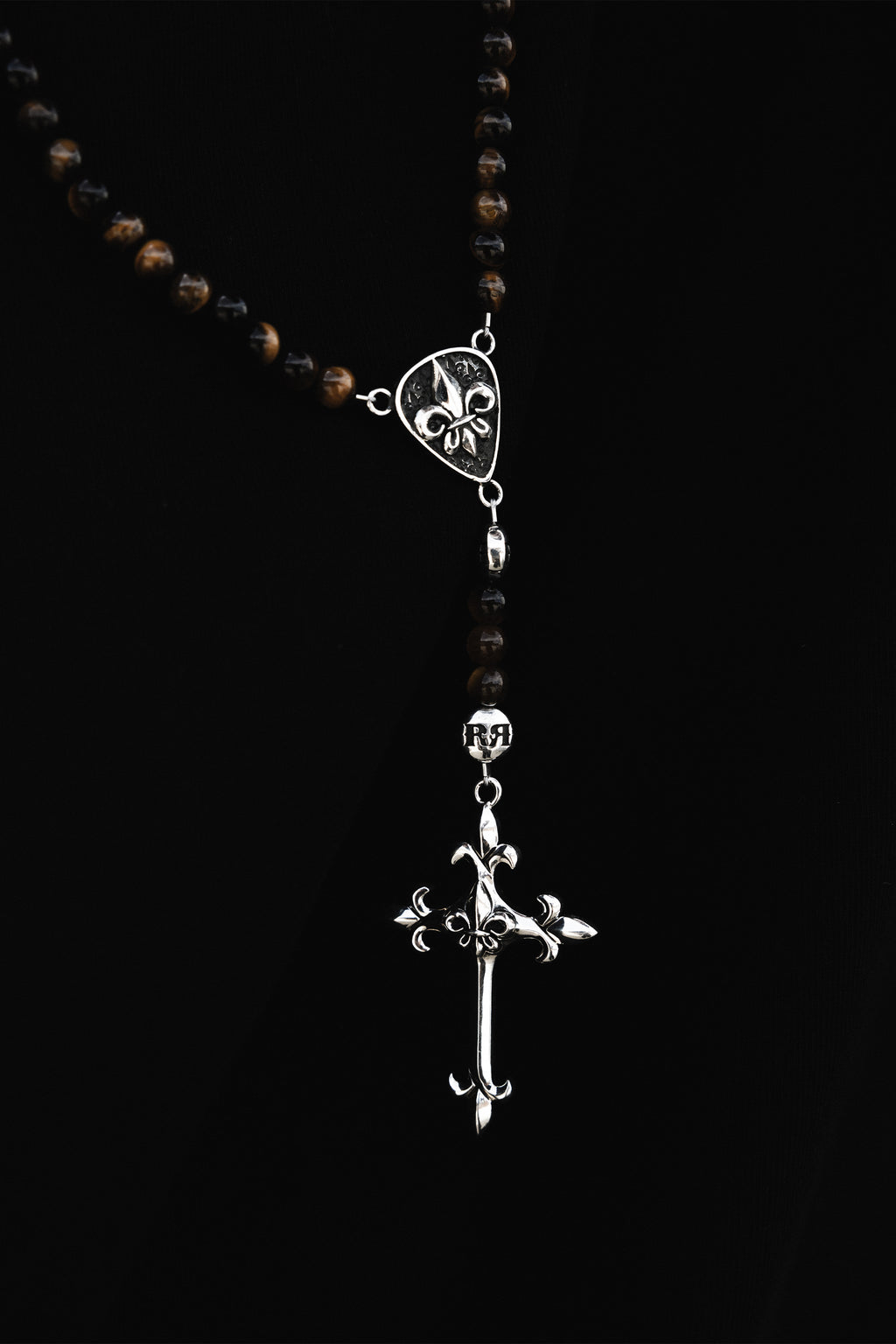 Brown Tiger Eye Rosary w/ FDL Cross