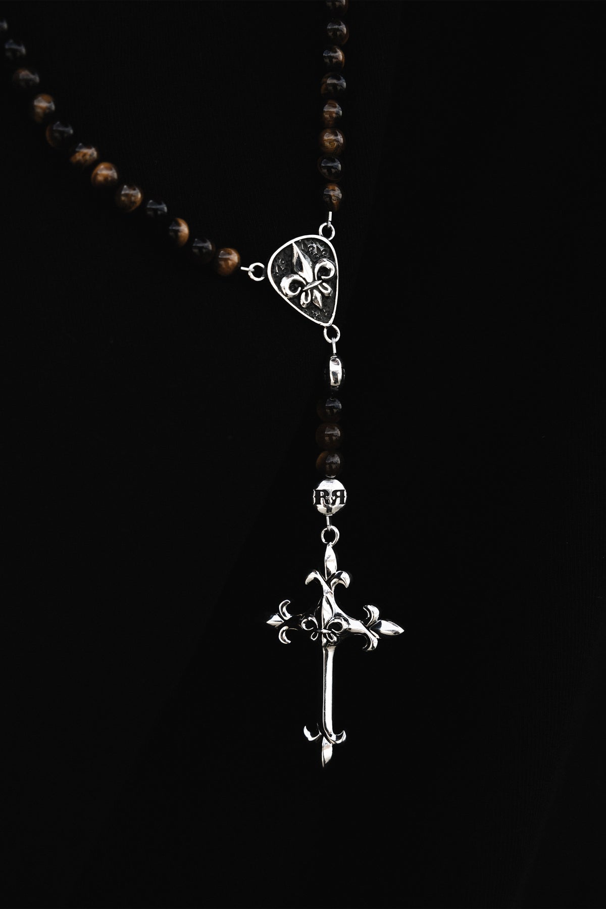 Brown Tiger Eye Rosary w/ FDL Cross