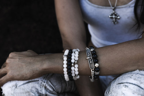 Pearl Labradorite Beaded Bracelet (8mm)
