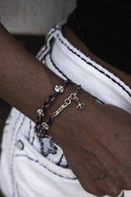 Lapis Blue/Pink Stone Beaded Bracelet